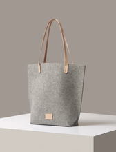 Load image into Gallery viewer, Hana Merino Wool Felt Tote: Granite Vachetta

