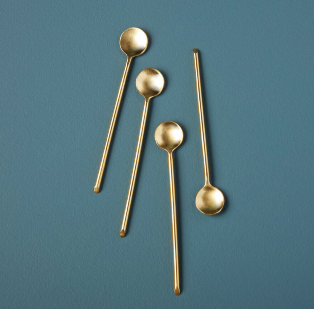Gold Thin Mini Spoons - Set of 4