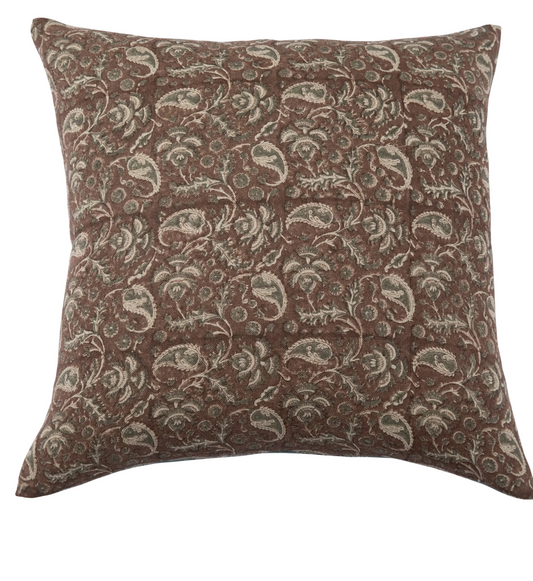 Bari Cocoa Block Print Pillow