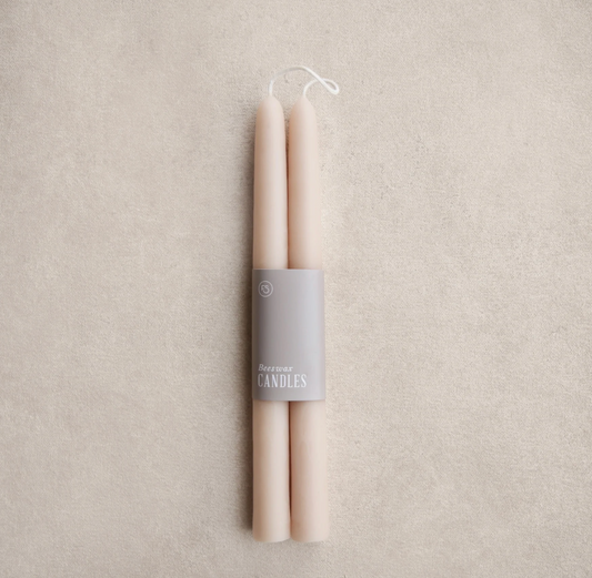 9" Beeswax Dipped Taper Candle - Salt