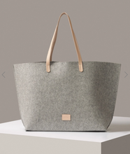 Load image into Gallery viewer, Hana Merino Wool Boat Bag - Granite Vachetta
