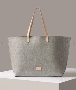 Hana Merino Wool Boat Bag - Granite Vachetta