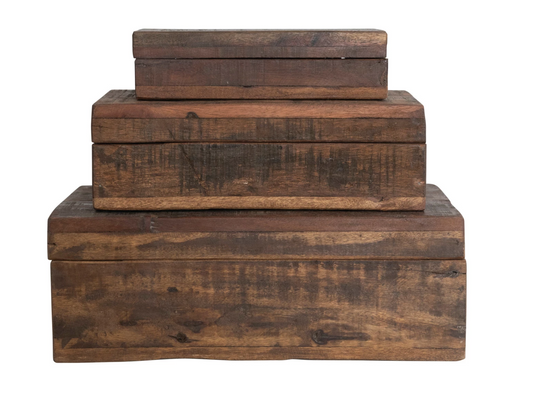 Reclaimed Wood Boxes - Set of 3