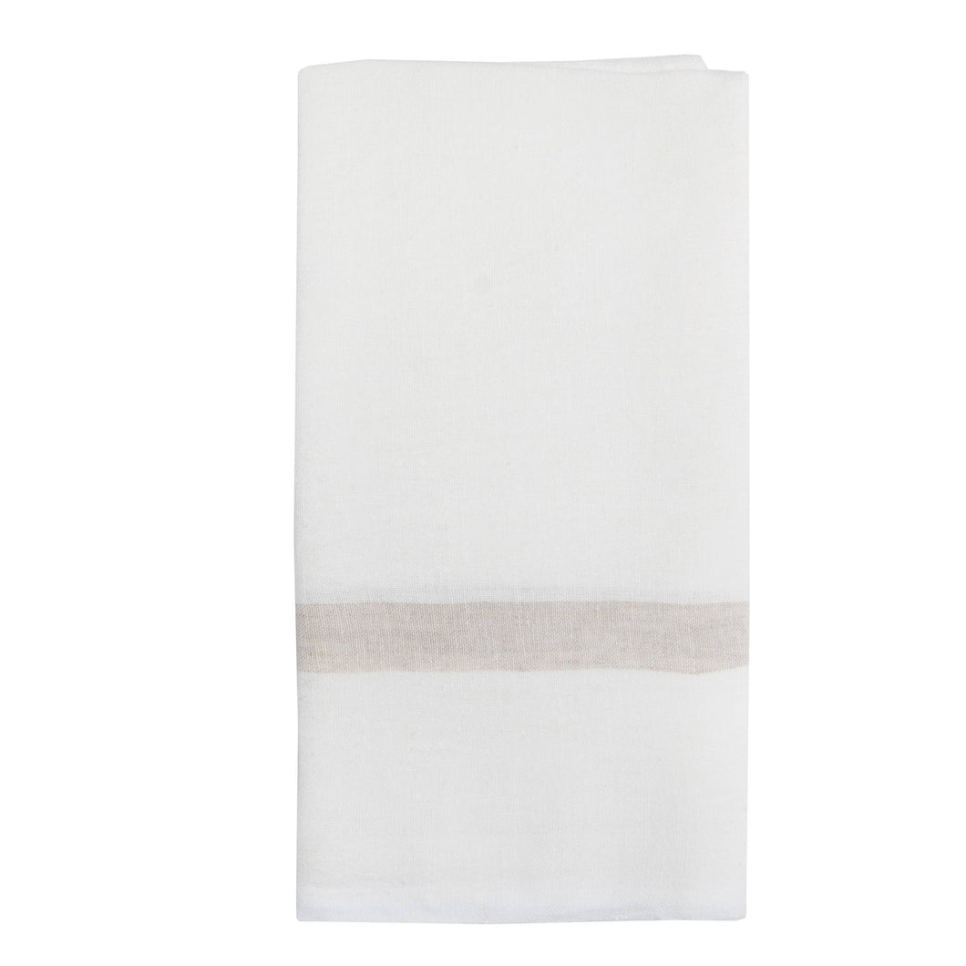 Laundered Linen Kitchen Towel White/Natural