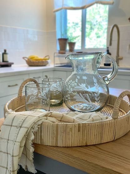 Hand-etched Blown Tumbler Glass: Large
