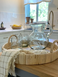 Hand-etched Blown Tumbler Glass: Large