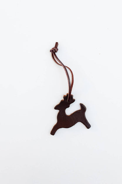 The Leather Christmas Ornament: Tobacco / Dove