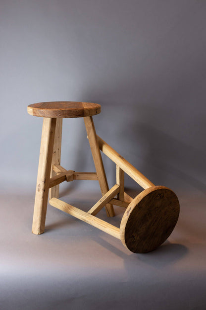 Elmwood Round Stool