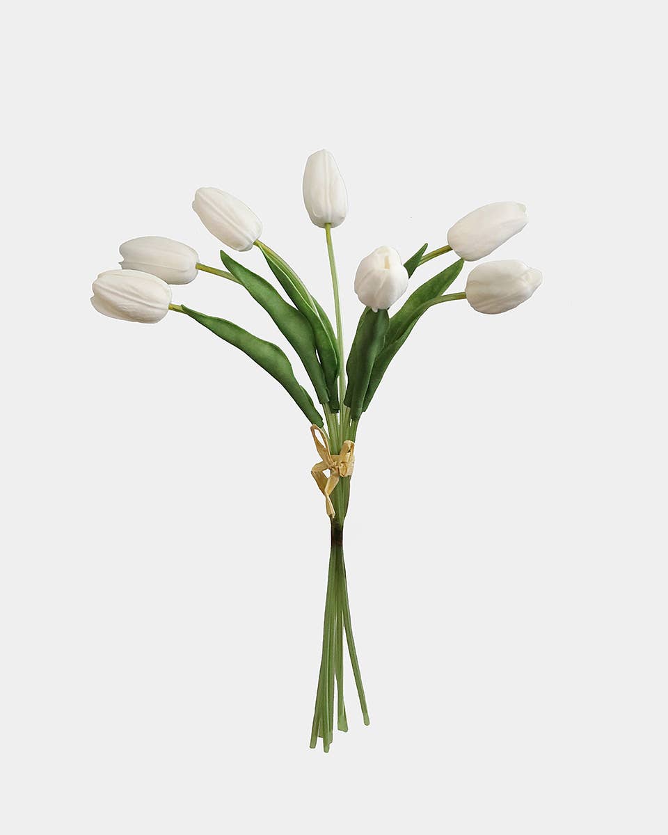 Real Touch White Tulip Bundle 15"