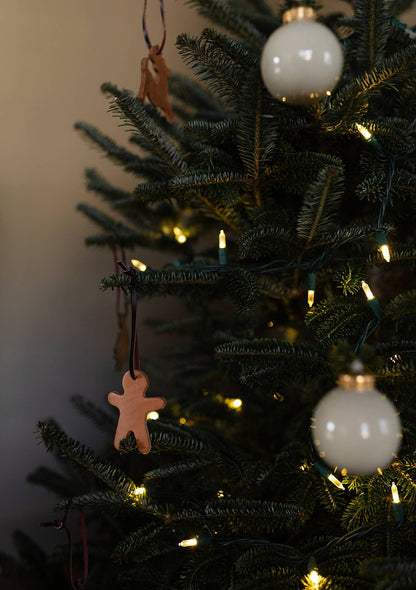 The Leather Christmas Ornament: Tobacco / Dove