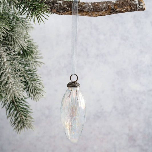 2" Clear Luster Conical Glass Ornament