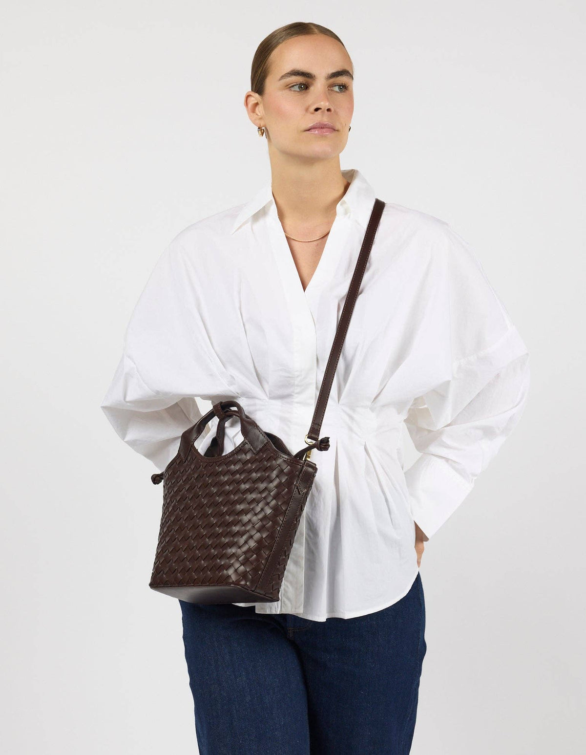 Mara Midi - Chocolate Woven Classic Leather