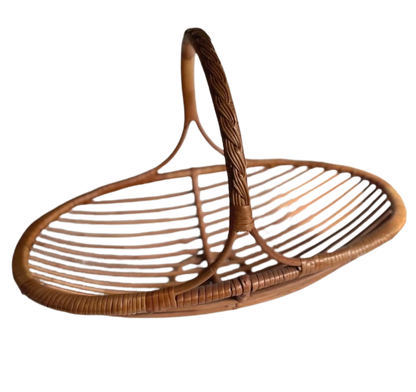 Rare Nesting Pair of Vintage 1950’s French Riviera Rattan Fruit Trugs