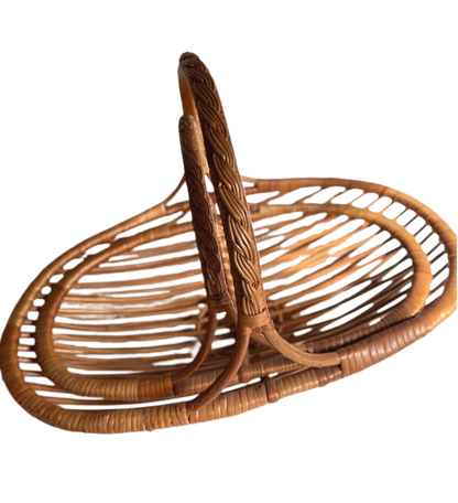 Rare Nesting Pair of Vintage 1950’s French Riviera Rattan Fruit Trugs