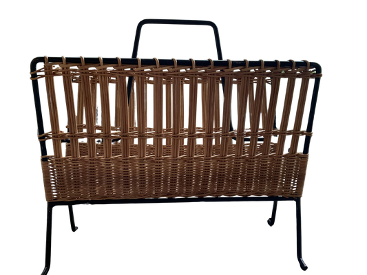 1950’s French Rattan Magazine Rack