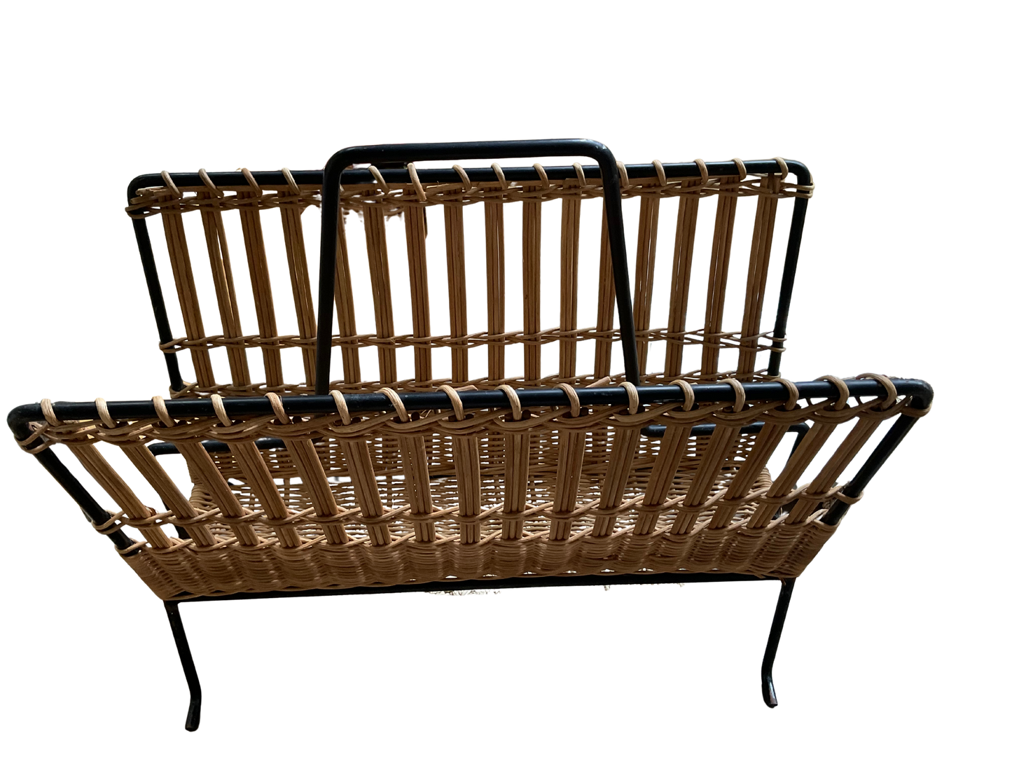 1950’s French Rattan Magazine Rack
