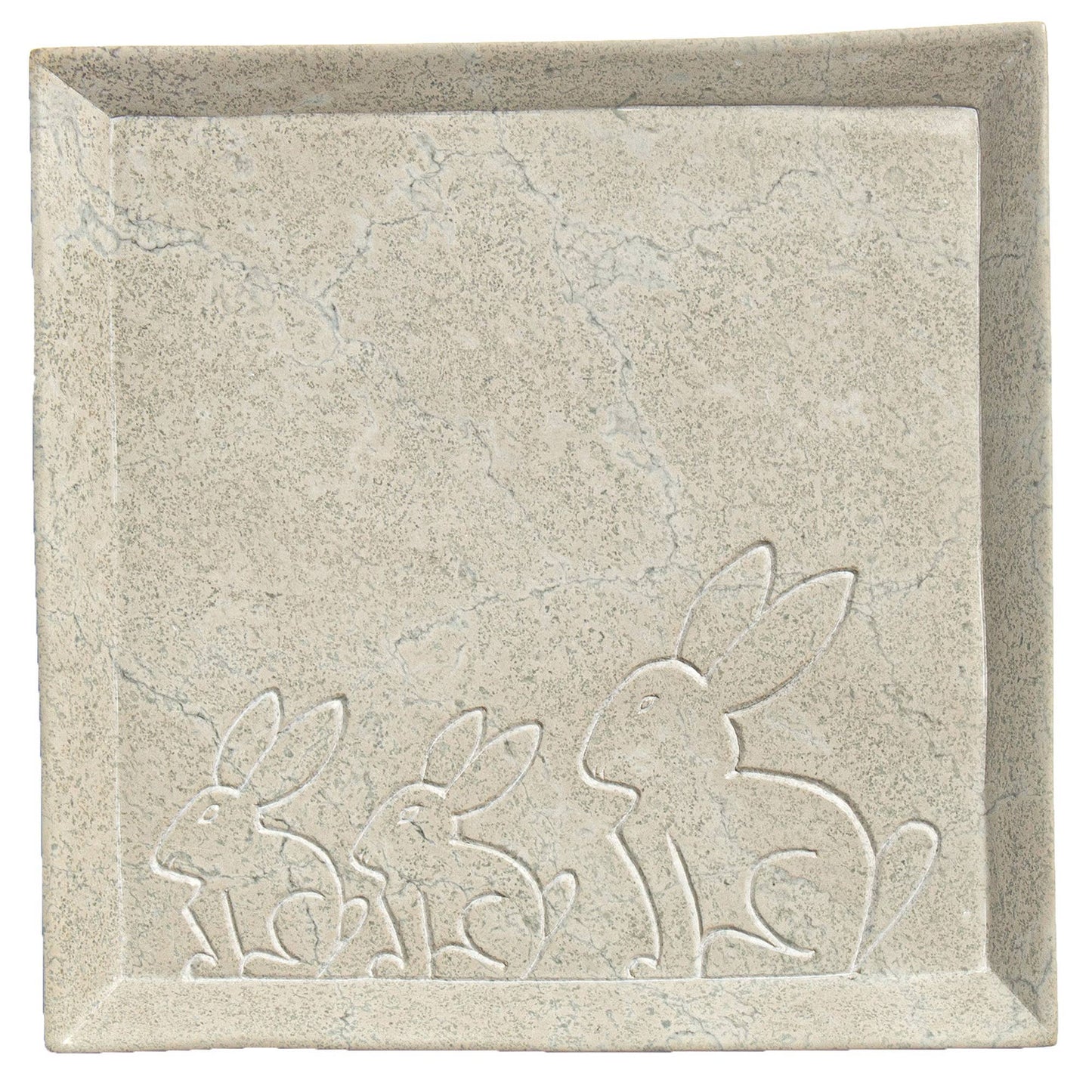Soapstone Bunny Design Square Plate