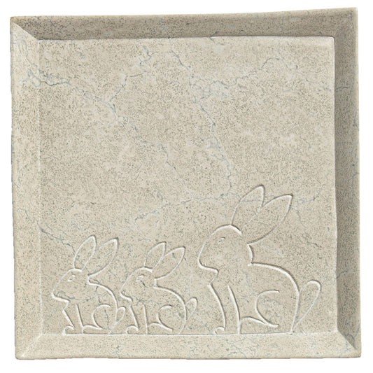 Soapstone Bunny Design Square Plate