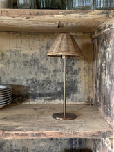 Load image into Gallery viewer, Brass and Wicker Cordless French Bistro Lamp
