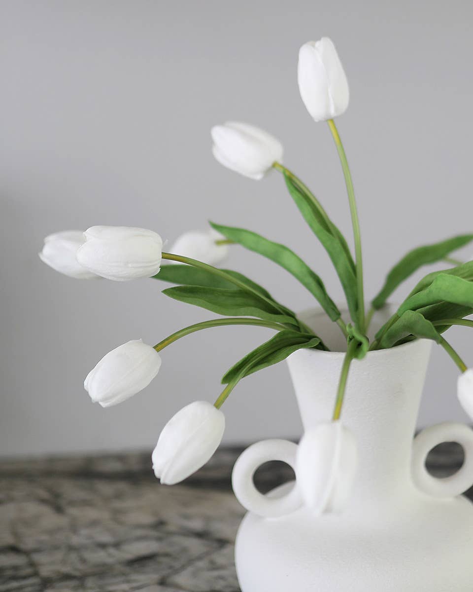 Real Touch White Tulip Bundle 15"