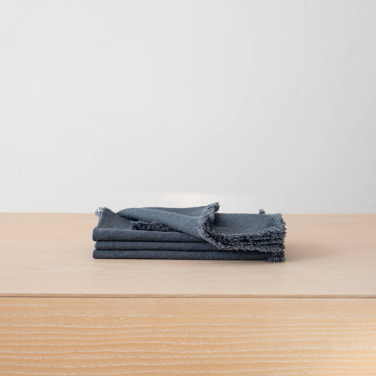 Hand-Made Linen Napkin Terra Fringe - Blue