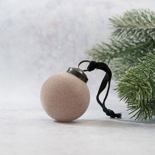 Velvet Covered Glass Bauble - Smoke