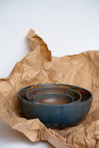 Rust Stoneware Nesting Bowl Set