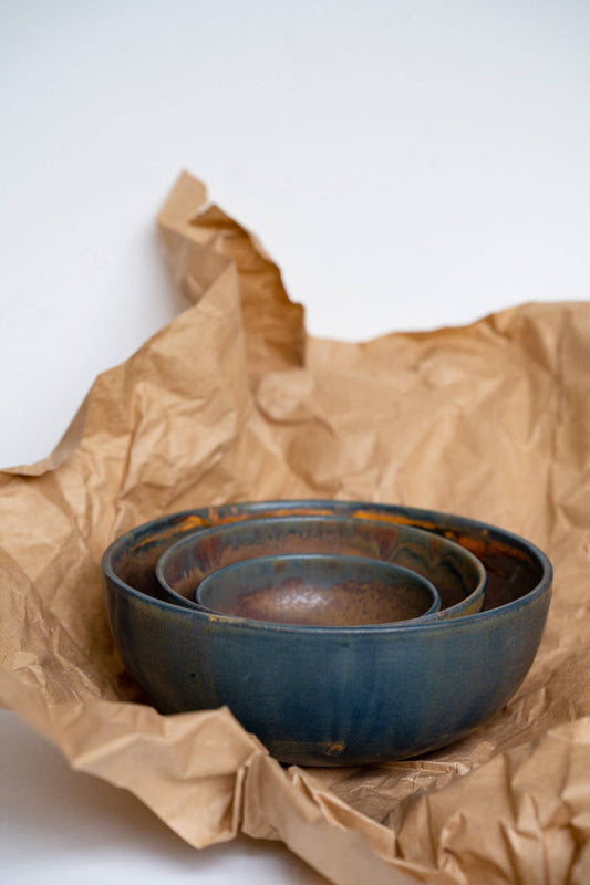 Rust Stoneware Nesting Bowl Set
