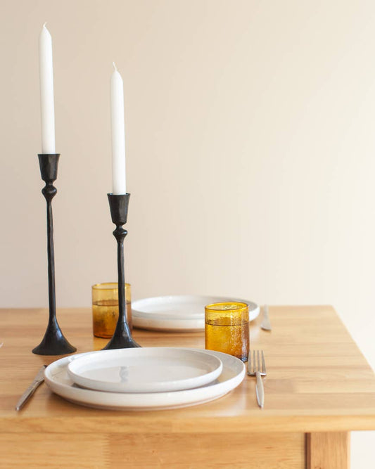 Gemini Hand-Forged Iron Candle Stands - Set of 2: Black by Creative Women