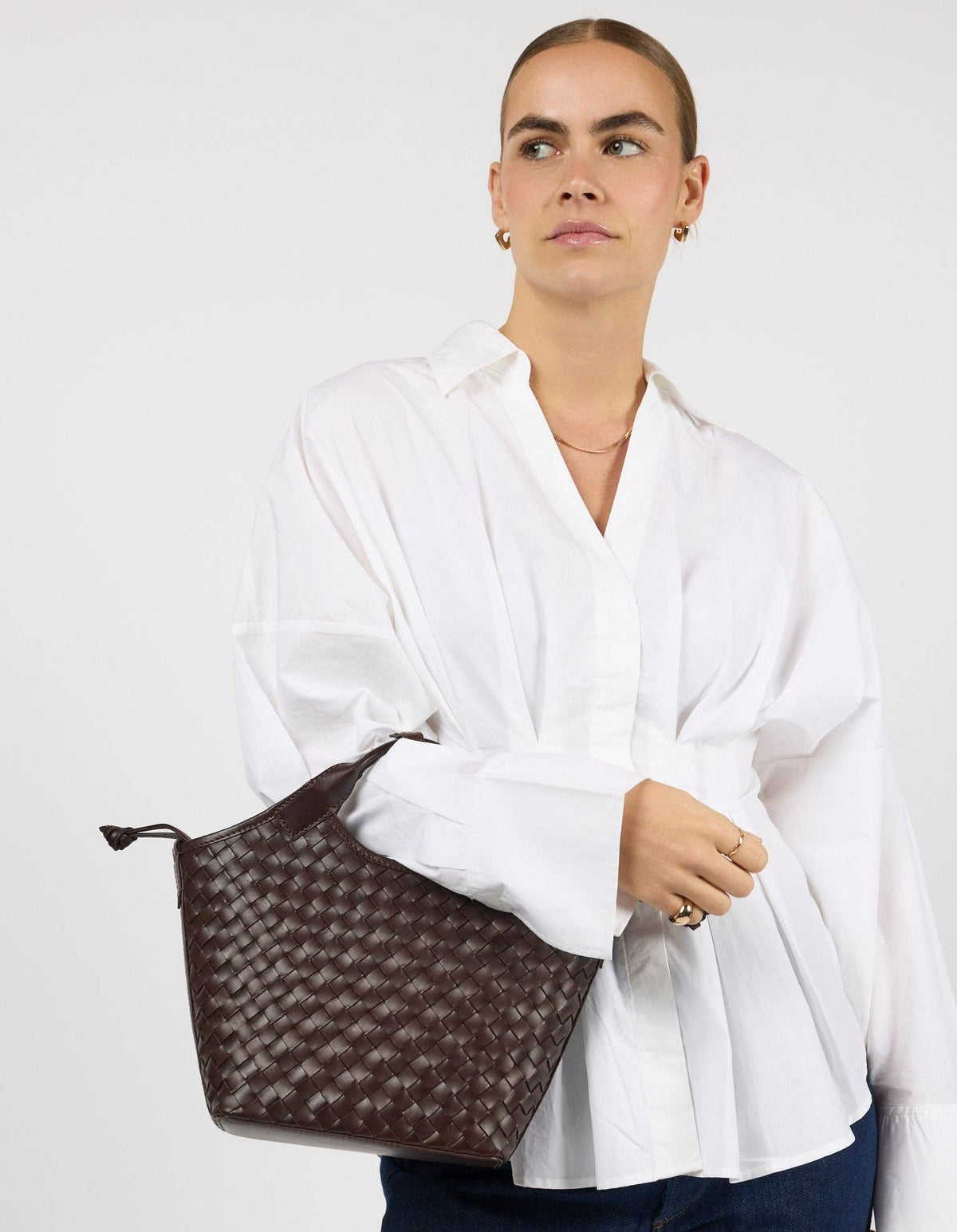 Mara Midi - Chocolate Woven Classic Leather