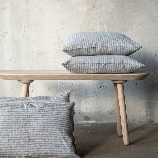Linen Cushion Cover - Indigo Natural Brittany