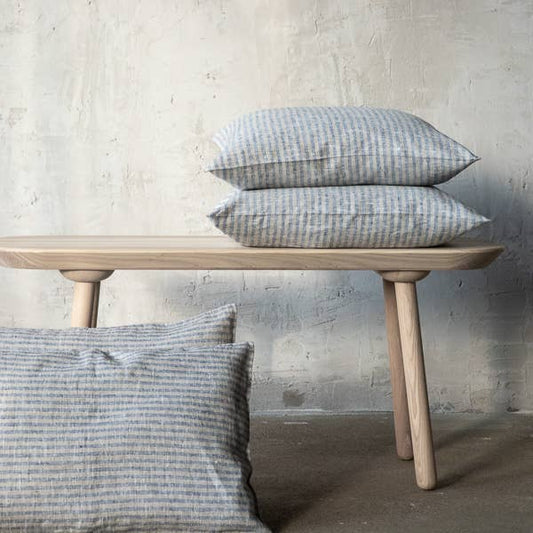 Linen Cushion Cover - Indigo Natural Brittany