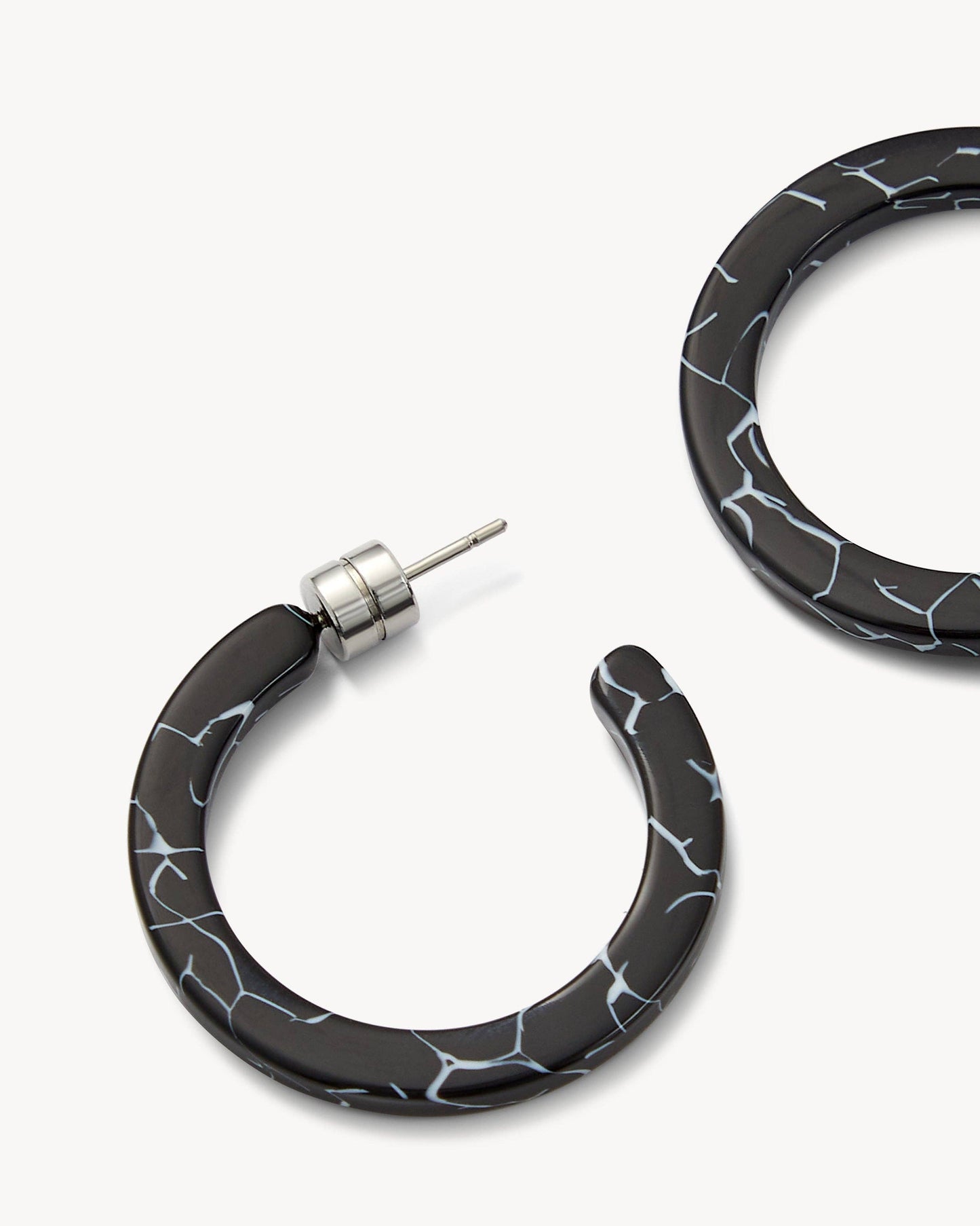 Mini Hoops in Black Marble