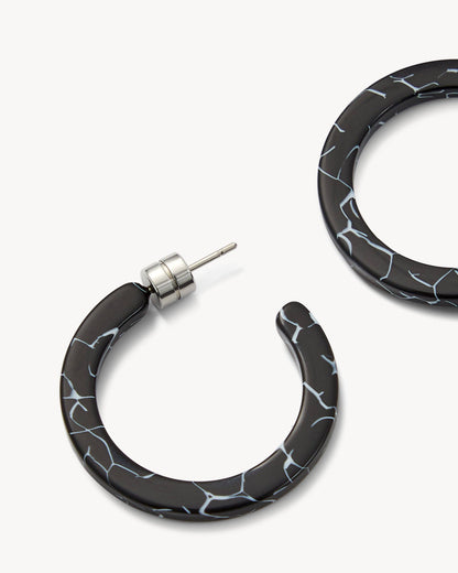 Mini Hoops in Black Marble
