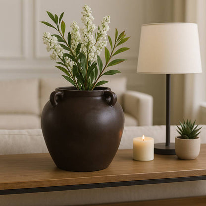 4-Handle Textured Decorative Vase