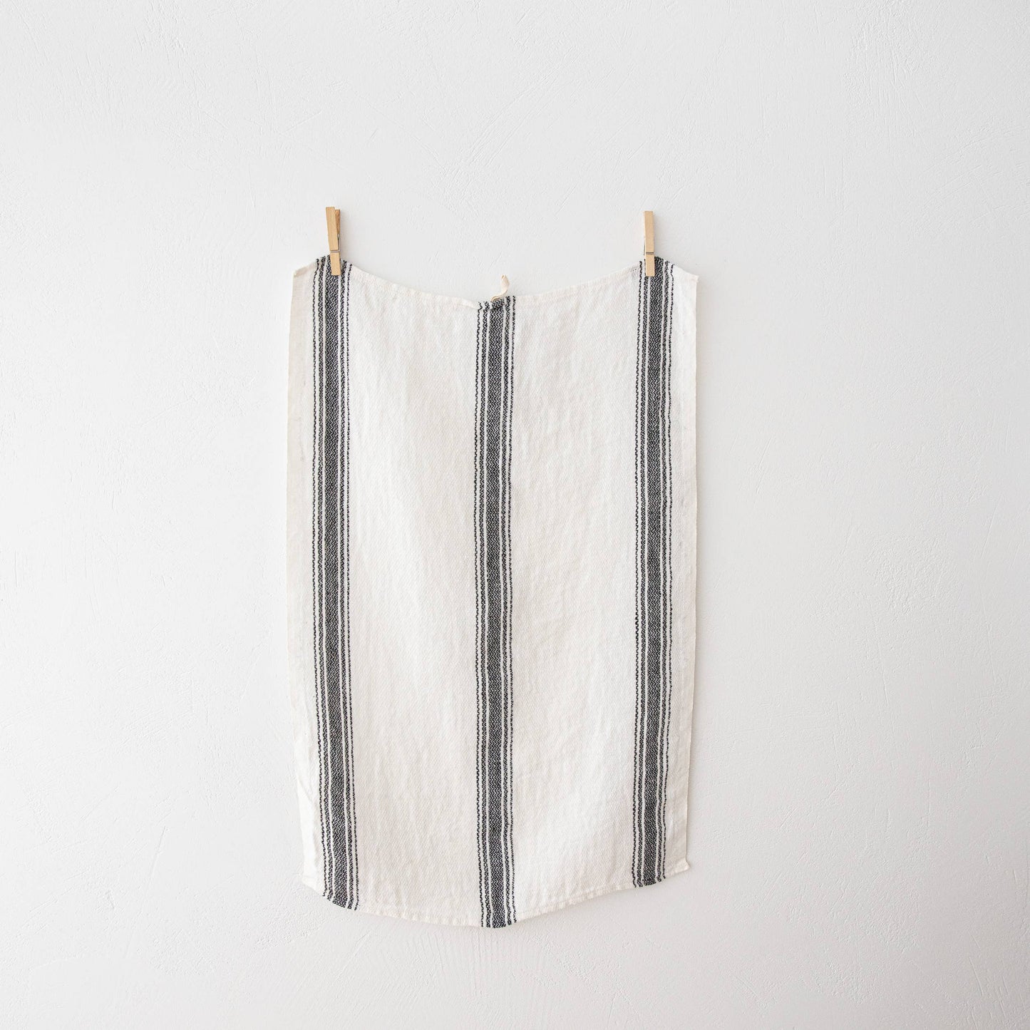 Linen Tea Towels Off White Black Antico - Off White/Black