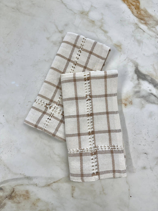 Hand-stitched Napkin, Creme S/2
