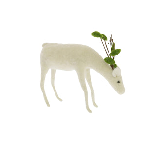 Felt Reindeer, Grazing - White