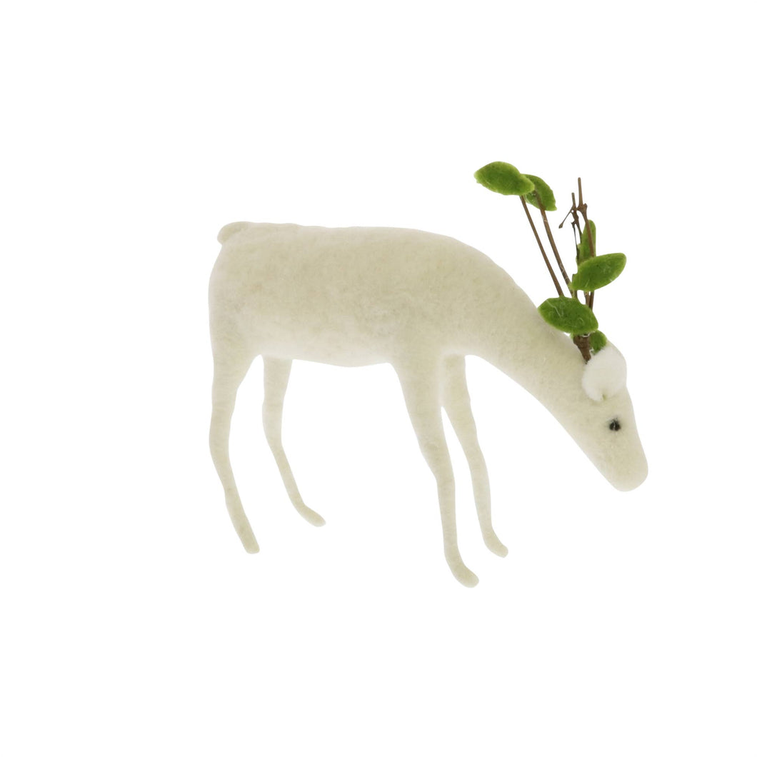 Felt Reindeer, Grazing - White