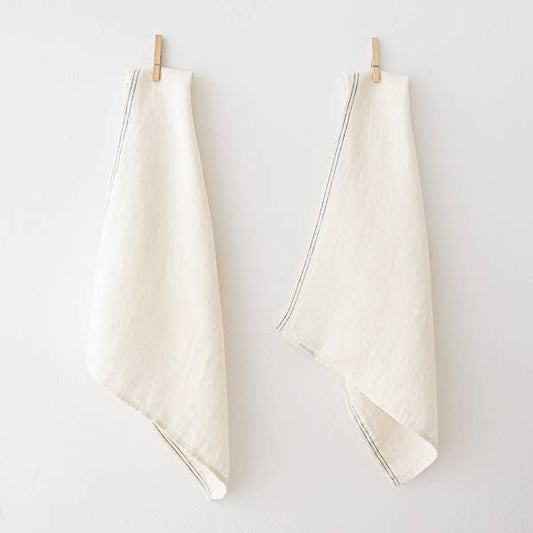 Linen Tea Towels Off White Navy Antico Nove: Off White/Navy