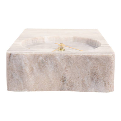 Table Clock - Beige Marble with Brass Details