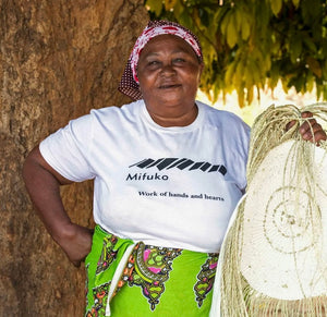 Mifuko Kiondo Basket White w/Loop