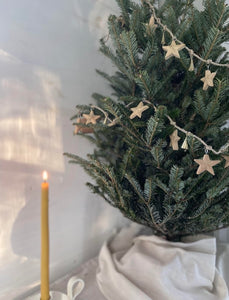Wood Star Garland with Metal Bells