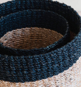 Basket - Natural + Black Tabletop Catch All