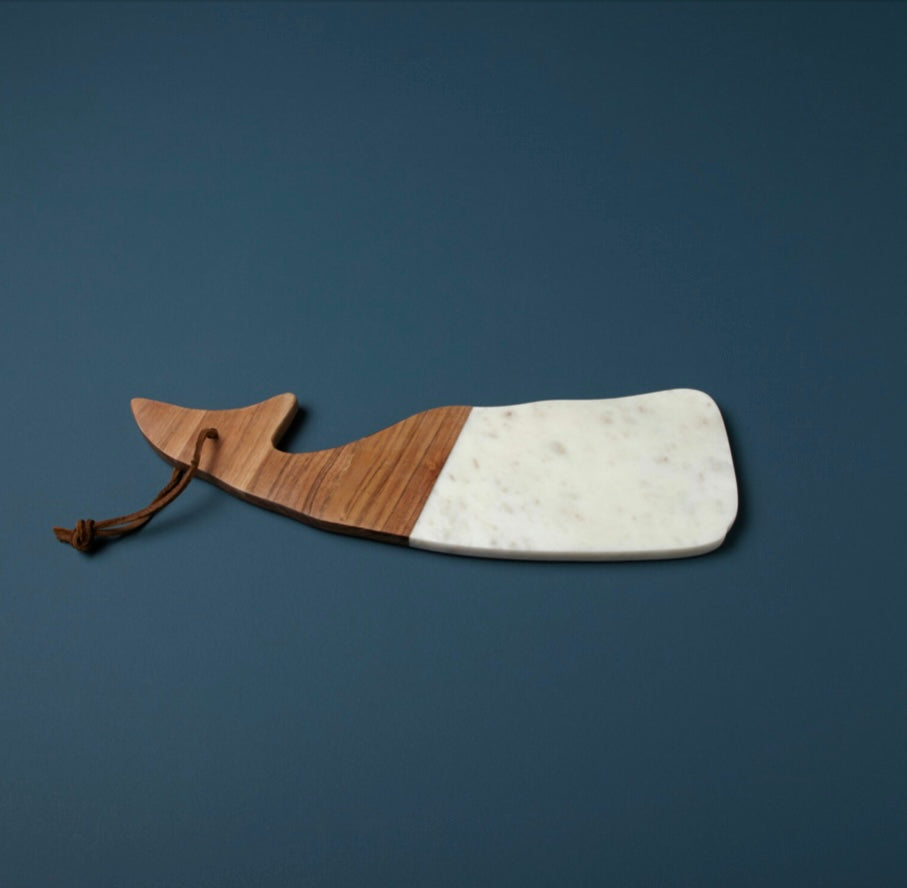 White Marble Wood Whale Board