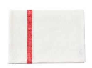 Linen Cloth - White w/Red Stripe