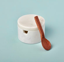 Load image into Gallery viewer, Salt Cellar /  Marble Lidded Cellar with Wood Spoon
