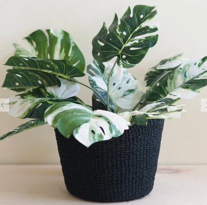 Basket - Handwoven Black Scallop Basket