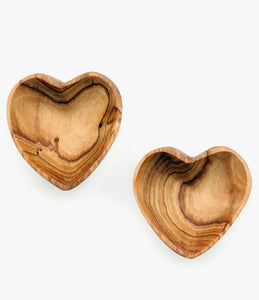 Olive Wood Mini Heart Bowl / Set of 2