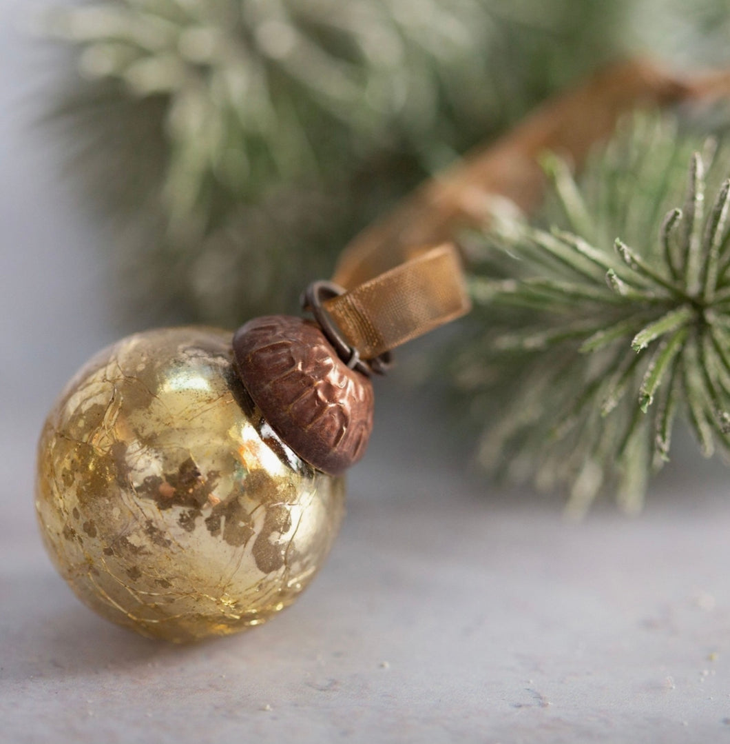 Ornament - Gold Crackle Glass Ball